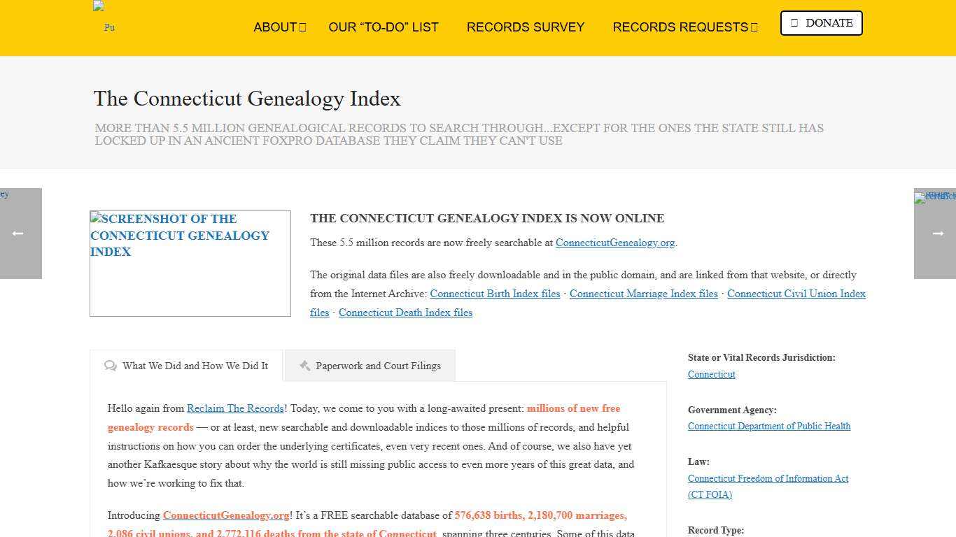 The Connecticut Genealogy Index - Reclaim The Records