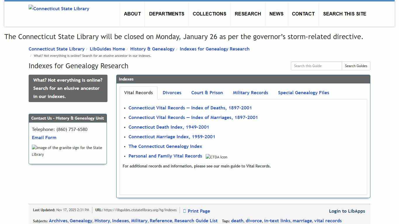 What? Not everything is online? Search for an elusive ancestor in our indexes. - Indexes for Genealogy Research - LibGuides Home at Connecticut State Library.